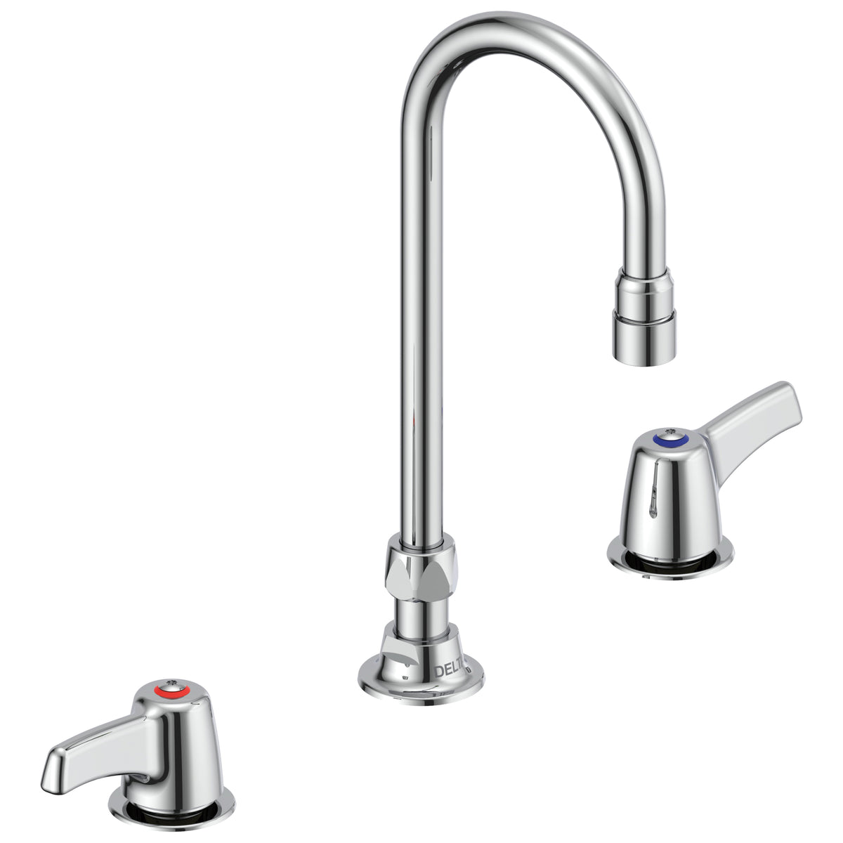 DELTA® 23C653-R TECK® Widespread Lavatory Faucet, DELTA® TECK® Widespread Lavatory Faucet, Commercial, 0.5 gpm Flow Rate, 6 to 12 in Center, Polished Chrome, 2 Handles, Import