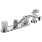 DELTA® 2402LF Classic Kitchen Faucet, Commercial, 1.8 gpm Flow Rate, 8 in Center, Swivel Spout, Polished Chrome, 2 Handles, Domestic