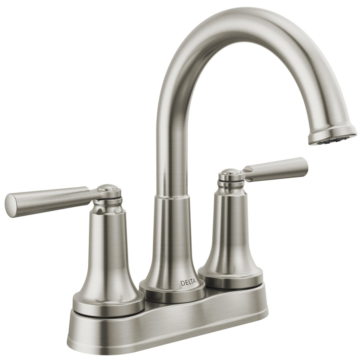 DELTA® 2535-SSTP-DST SAYLOR™ Centerset Bathroom Faucets, Stainless, 2 Handles, Metal Pop-Up Drain, 1.2 gpm Flow Rate
