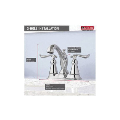 DELTA® 2594 Linden™ Centerset Lavatory Faucet, DELTA® Linden™ Centerset Lavatory Faucet, 2 Handles, Metal Pop-Up Drain, 1.2 gpm Flow Rate