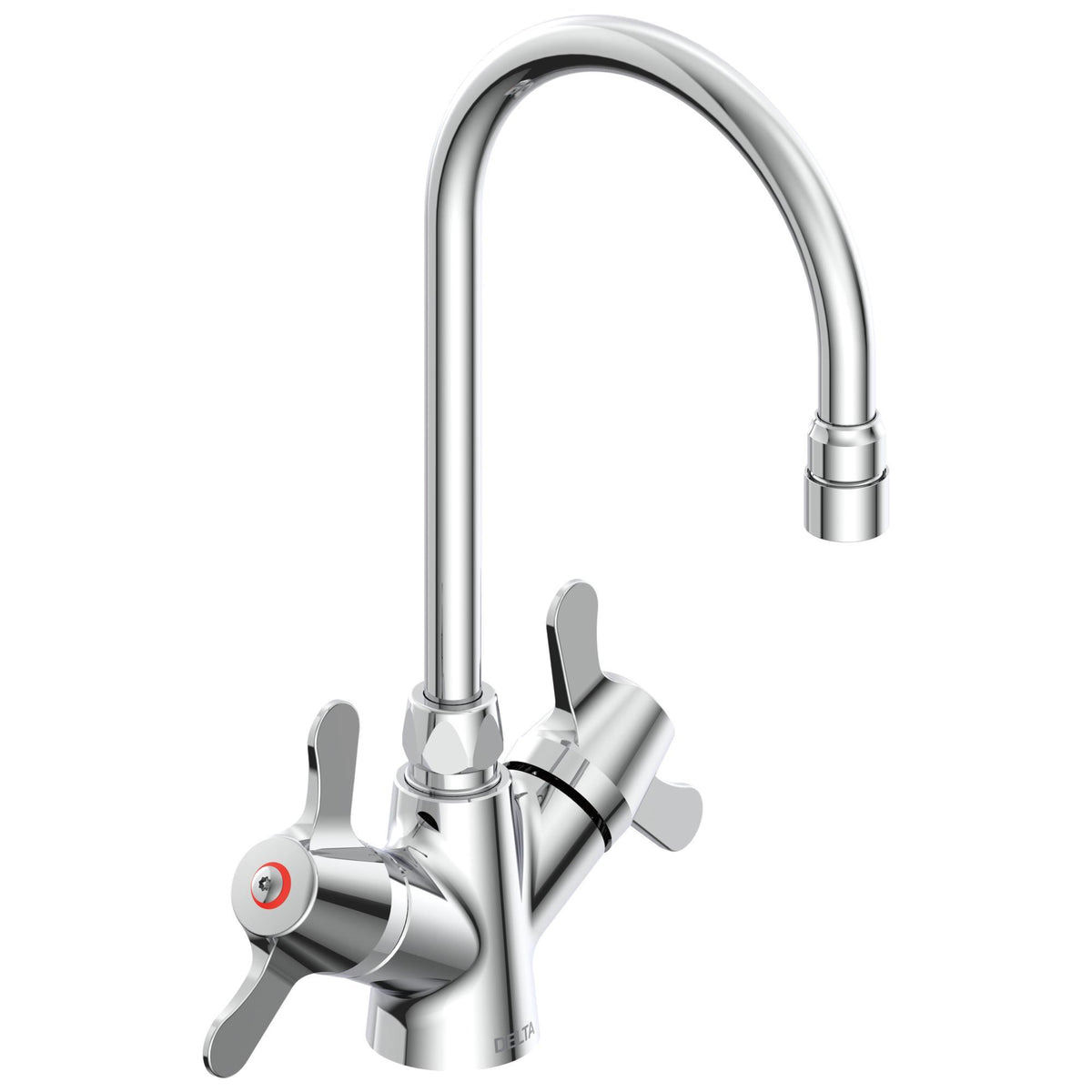 DELTA® 25C3937-R TECK® Single Shank Mixing Faucet, DELTA® TECK® Single Shank Mixing Faucet, Commercial, 1.5 gpm Flow Rate, 2 Handles, 1 Faucet Holes, Polished Chrome, Function: Traditional