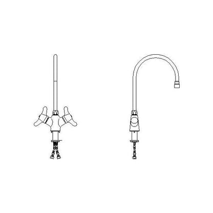 DELTA® 25C3937-R TECK® Single Shank Mixing Faucet, DELTA® TECK® Single Shank Mixing Faucet, Commercial, 1.5 gpm Flow Rate, 2 Handles, 1 Faucet Holes, Polished Chrome, Function: Traditional