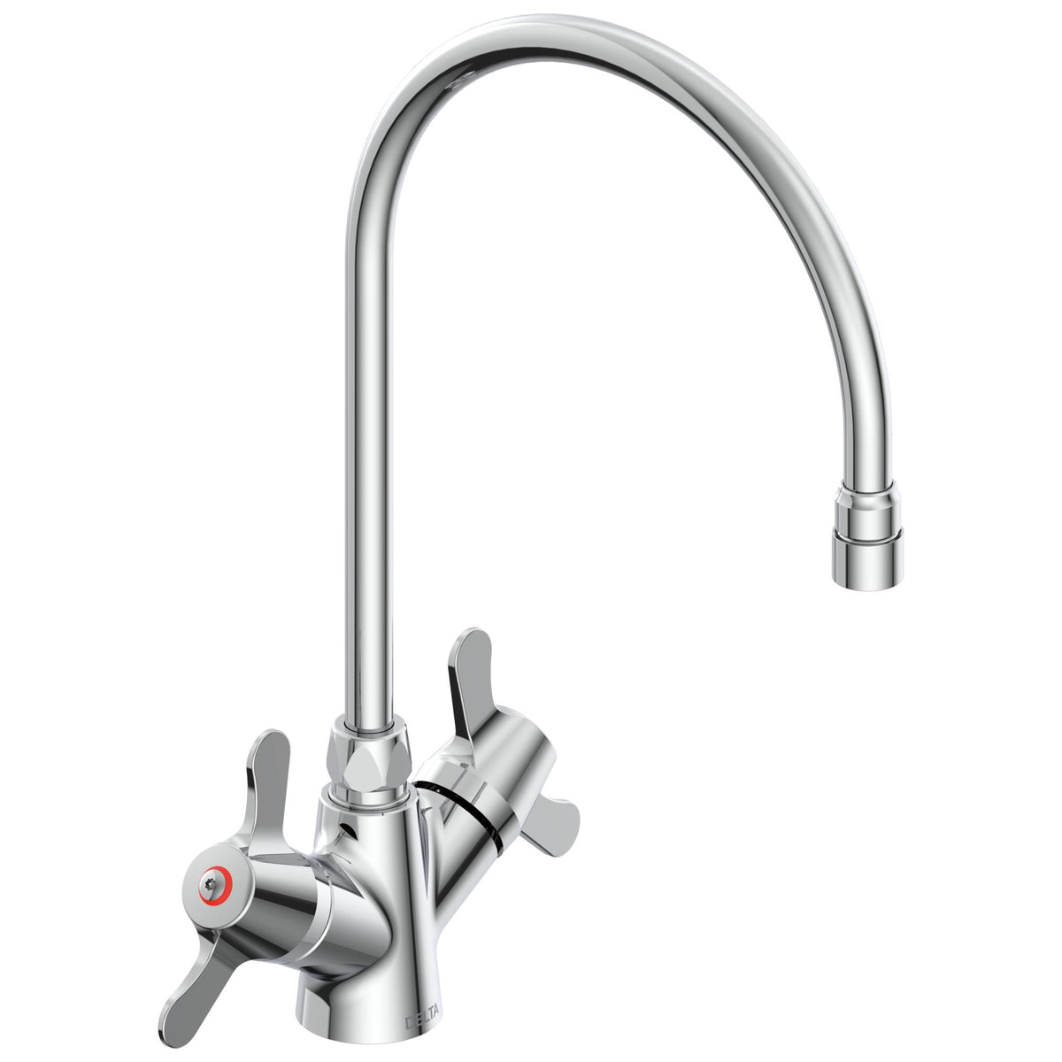 DELTA® 25C3947-R TECK® Single Shank Mixing Faucet, DELTA® TECK® Single Shank Mixing Faucet, Commercial, 1.5 gpm Flow Rate, 2 Handles, 1 Faucet Holes, Polished Chrome, Function: Traditional