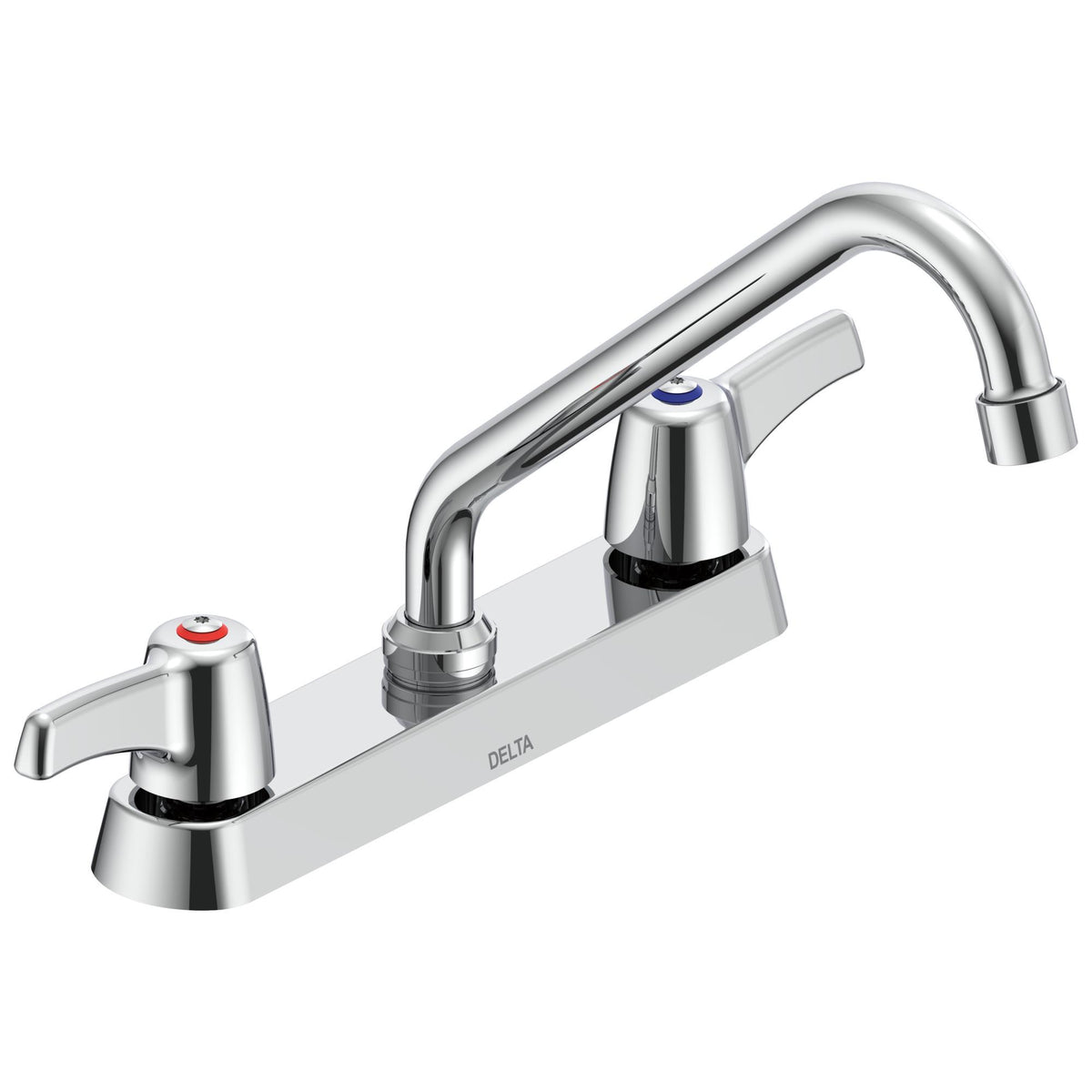 Commercial 26C3243 Sink Faucet, Commercial, 1.5 gpm Flow Rate, 8 in Center, Swivel Spout, Polished Chrome, 2 Handles, Import
