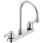Commercial 26C3923 Sink Faucet, 1.5 gpm, 8 in Center, Gooseneck Spout, Chrome Plated, 2 Handles, Side Spray(Y/N): No, Import, Commercial