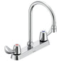 Commercial 26C3932 Sink Faucet, Commercial, 1.5 gpm Flow Rate, 8 in Center, Gooseneck Spout, Polished Chrome, 2 Handles, Import