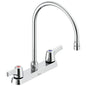 Commercial 26C3933-R7 Sink Faucet, Commercial, 1.5 gpm Flow Rate, 8 in Center, Gooseneck Spout, Polished Chrome, 2 Handles, Import