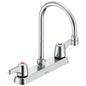 Commercial 26C3933 Sink Faucet, Commercial, 1.5 gpm Flow Rate, 8 in Center, Gooseneck Spout, Polished Chrome, 2 Handles, Import