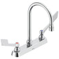 Commercial 26C3935 Sink Faucet, 1.5 gpm, 8 in Center, Gooseneck Spout, Chrome Plated, 2 Handles, Side Spray(Y/N): No, Import, Commercial