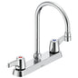 Commercial 26C3943 Sink Faucet, Commercial, 1.5 gpm Flow Rate, 8 in Center, Gooseneck Spout, Polished Chrome, 2 Handles, Import