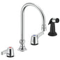 Commercial 27C1933 Sink Faucet With Hose, Commercial, 1.5 gpm Flow Rate, 8 in Center, Swivel Gooseneck Spout, Polished Chrome, 2 Handles, Import