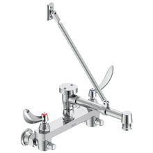 Commercial 28C2384 Service Sink Faucet With Integral Check Stop, Wall Mount, 2 Handles, 8 in Center, 5 gpm Flow Rate, Polished Chrome