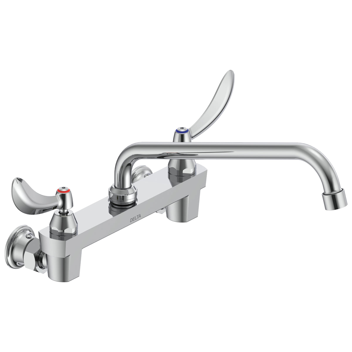 Commercial 28C4434 Sink Faucet, Wall Mount, 2 Handles, 11 in Center, 1.5 gpm Flow Rate, Polished Chrome