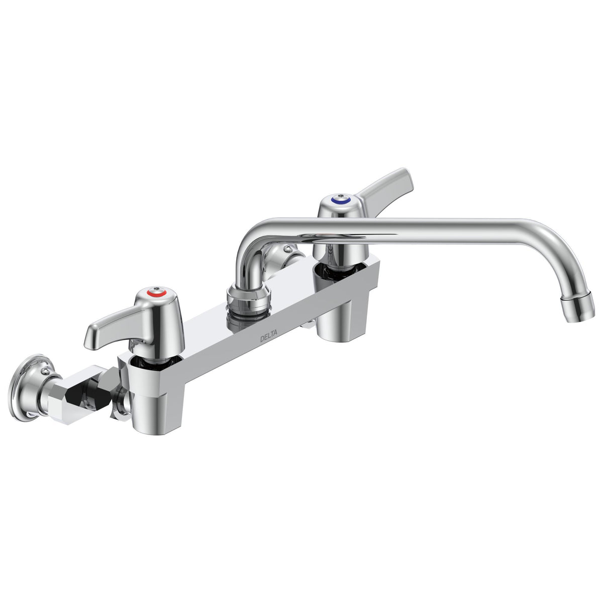 Commercial 28C4443-AC Sink Faucet, Commercial, 1.5 gpm Flow Rate, 8 in Center, Swivel Spout, Polished Chrome, 2 Handles, Import