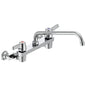 Commercial 28C4443-AC Sink Faucet, Commercial, 1.5 gpm Flow Rate, 8 in Center, Swivel Spout, Polished Chrome, 2 Handles, Import