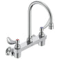 Commercial 28C4924 Sink Faucet, Wall Mount, 2 Handles, 8 in Center, 1.5 gpm Flow Rate, Polished Chrome
