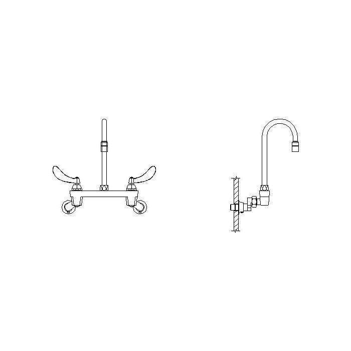 28T - Sink Faucet - 6" - Wall Mount