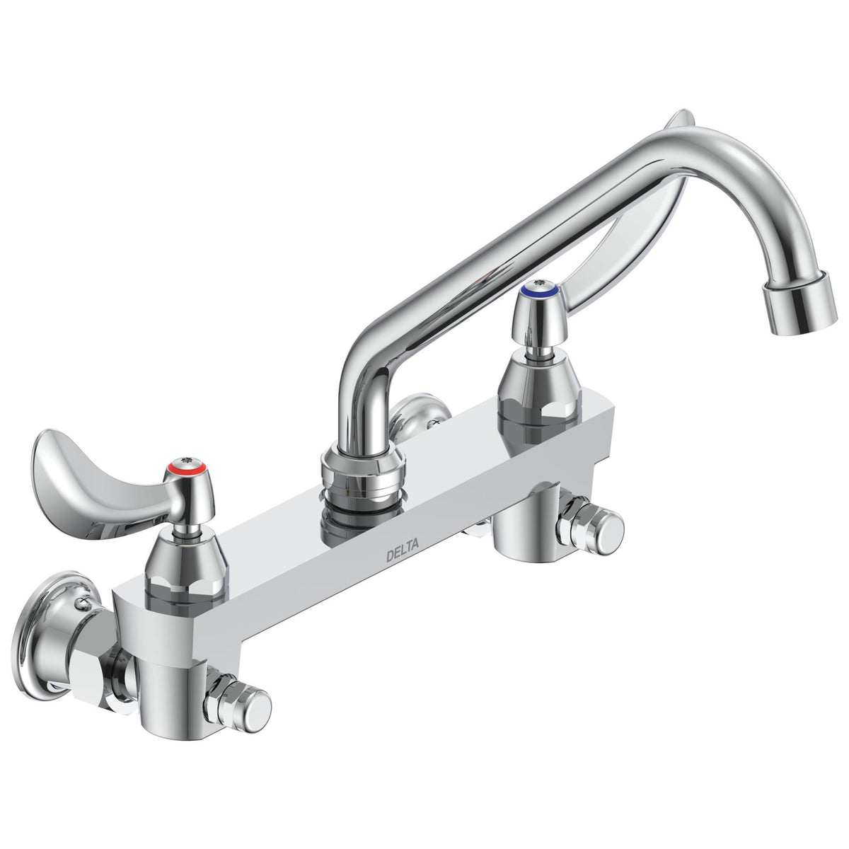 Commercial 28C6244 Sink Faucet, Commercial, 1.5 gpm Flow Rate, 8 in Center, Swivel Spout, Polished Chrome, 2 Handles, Import
