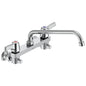 Commercial 28C6433 Sink Faucet With Integral Check Stops, 1.5 gpm Flow Rate, 8 in Center, Swivel Spout, Polished Chrome, 2 Handles, Import