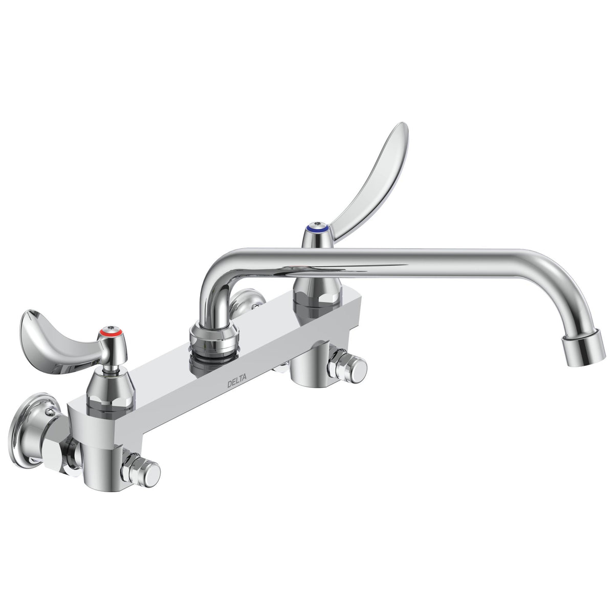 Commercial 28C6444 Service Sink Faucet With Integral Check Stop, Wall Mount, 2 Handles, 8 in Center, 1.5 gpm Flow Rate, Polished Chrome