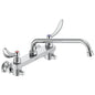 Commercial 28C6444 Service Sink Faucet With Integral Check Stop, Wall Mount, 2 Handles, 8 in Center, 1.5 gpm Flow Rate, Polished Chrome