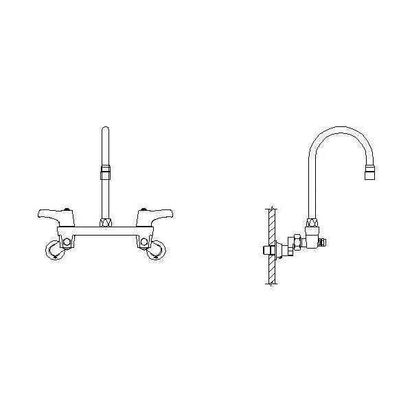 Commercial 28C6933-AC Sink Faucet, Commercial, 1.5 gpm Flow Rate, 8 in Center, Swivel Spout, Polished Chrome, 2 Handles, Import