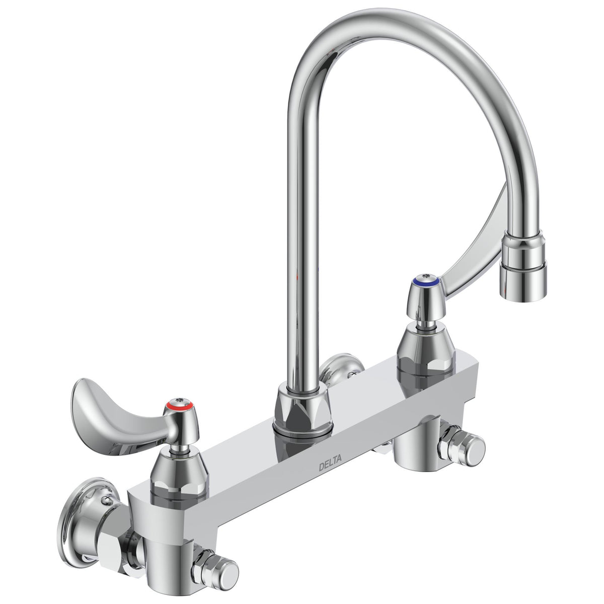 Commercial 28C6934 Sink Faucet, Commercial, 1.5 gpm Flow Rate, 8 in Center, Swivel Spout, Polished Chrome, 2 Handles, Import