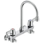 Commercial 28C6943 Sink Faucet, Commercial, 1.5 gpm Flow Rate, 8 in Center, Swivel Spout, Polished Chrome, 2 Handles, Import