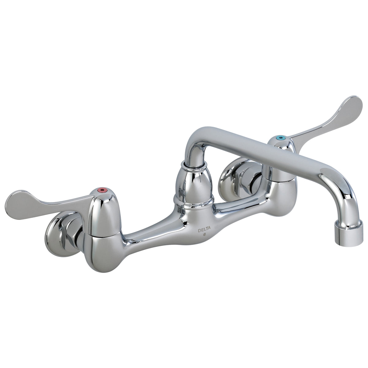 Commercial 28P4402LF Service Sink Faucet, Wall Mount, 2 Handles, 8 in Center, 1.5 gpm Flow Rate, Polished Chrome