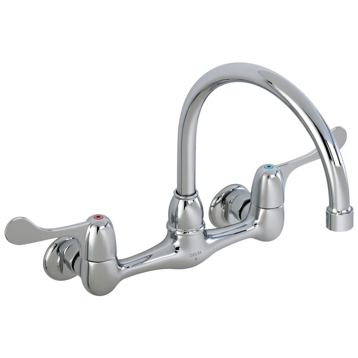 Commercial 28P4902LF Service Sink Faucet, Wall Mount, 2 Handles, 8 in Center, 1.5 gpm Flow Rate, Polished Chrome