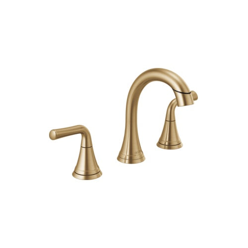 DELTA® 3533LF-CZPDMPU Kayra™ Traditional Bathroom Faucet, 1.2 gpm Flow Rate, 5 in H Spout, 6 to 16 in Center, Champagne Bronze, 2 Handles, Pop-Up Drain, Import