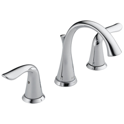 DELTA® Lahara® Widespread Lavatory Faucet, Commercial, 1.5 gpm Flow Rate, 3-5/8 in H Spout, 4 to 16 in Center, 2 Handles, Pop-Up Drain
