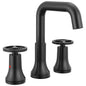 DELTA® 35547-BLMPU-DST 35547 Trinsic® Widespread Bathroom Faucet, Commercial/Residential, 1.2 gpm Flow Rate, 5.3125 in H Spout, 6 to 16 in Center, Matte Black, 2 Handles, Pop-Up Drain