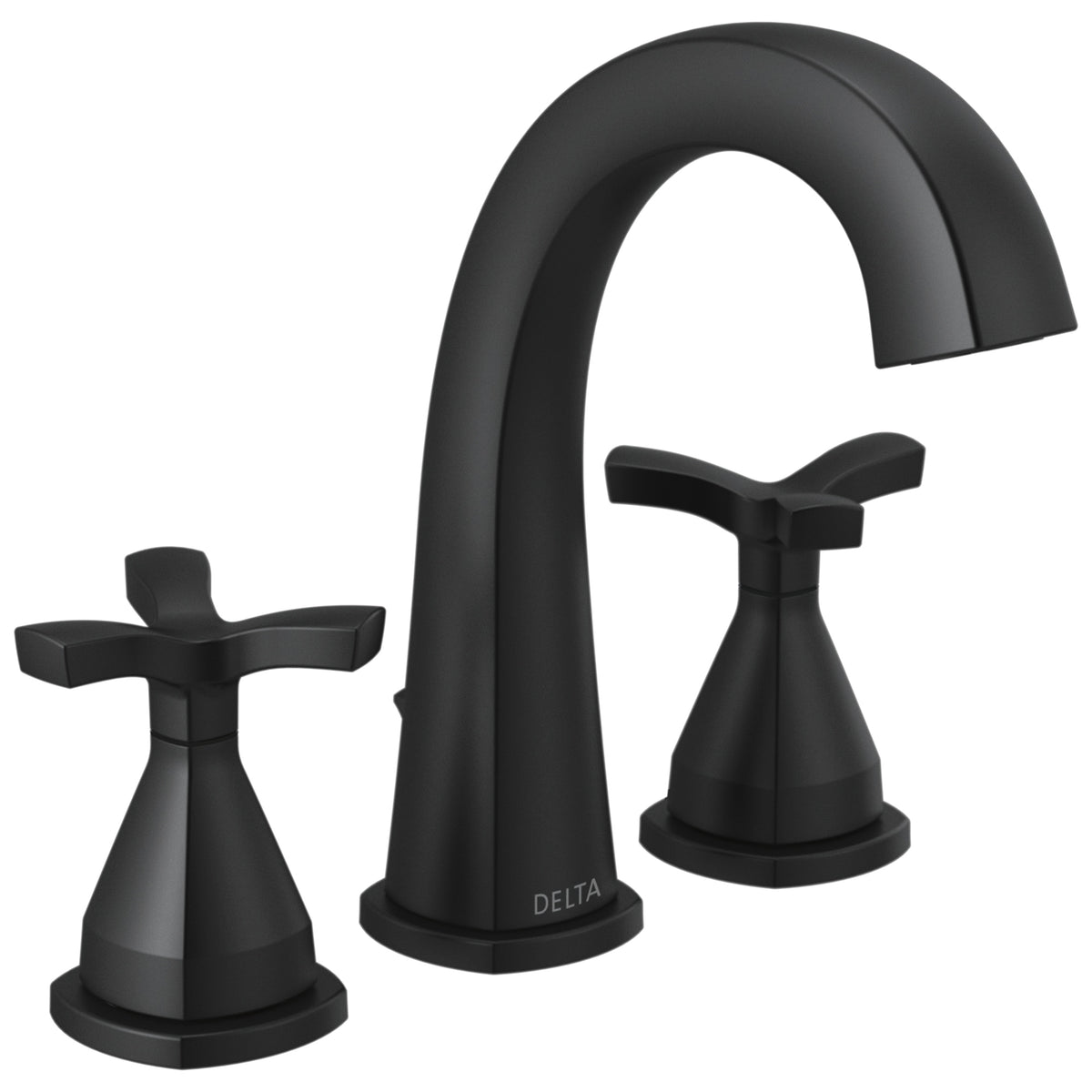 DELTA® 357756 Stryke™ Widespread Bathroom Faucet, DELTA® Stryke™ Widespread Bathroom Faucet, 1.2 gpm at 60 psi Flow Rate, 5-3/8 in H Spout, 4 to 16 in Center, 2 Handles, Metal Pop-Up Drain, Import