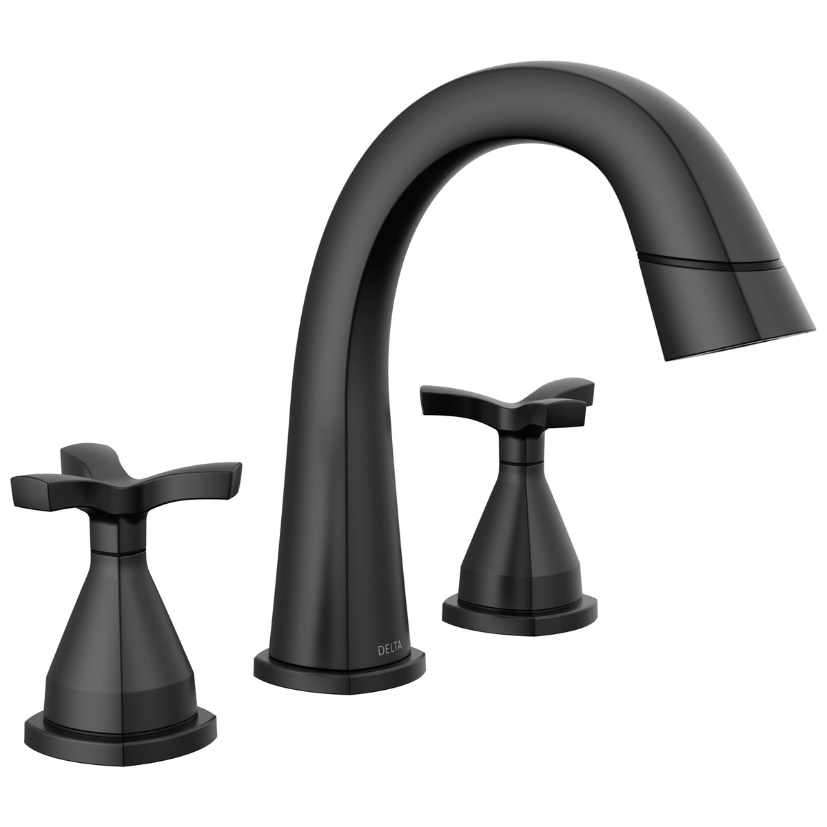 DELTA® 357756 Stryke™ Widespread Bathroom Faucet, DELTA® Stryke™ Widespread Bathroom Faucet, 1.2 gpm at 60 psi Flow Rate, 5-3/8 in H Spout, 4 to 16 in Center, 2 Handles, Metal Pop-Up Drain, Import