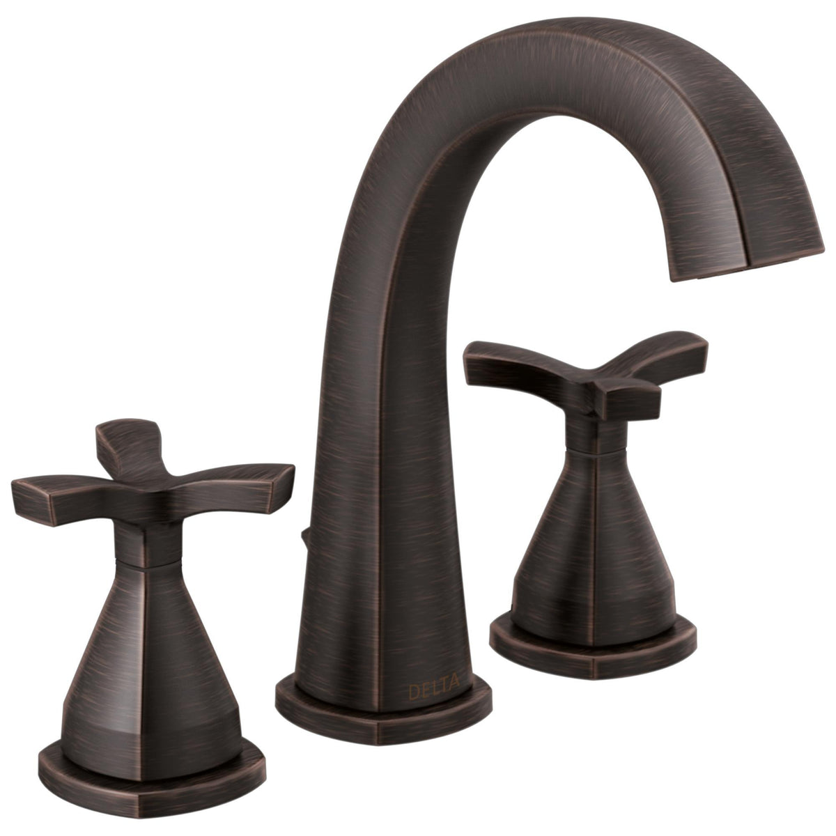 DELTA® 357756 Stryke™ Widespread Bathroom Faucet, DELTA® Stryke™ Widespread Bathroom Faucet, 1.2 gpm at 60 psi Flow Rate, 5-3/8 in H Spout, 4 to 16 in Center, 2 Handles, Metal Pop-Up Drain, Import