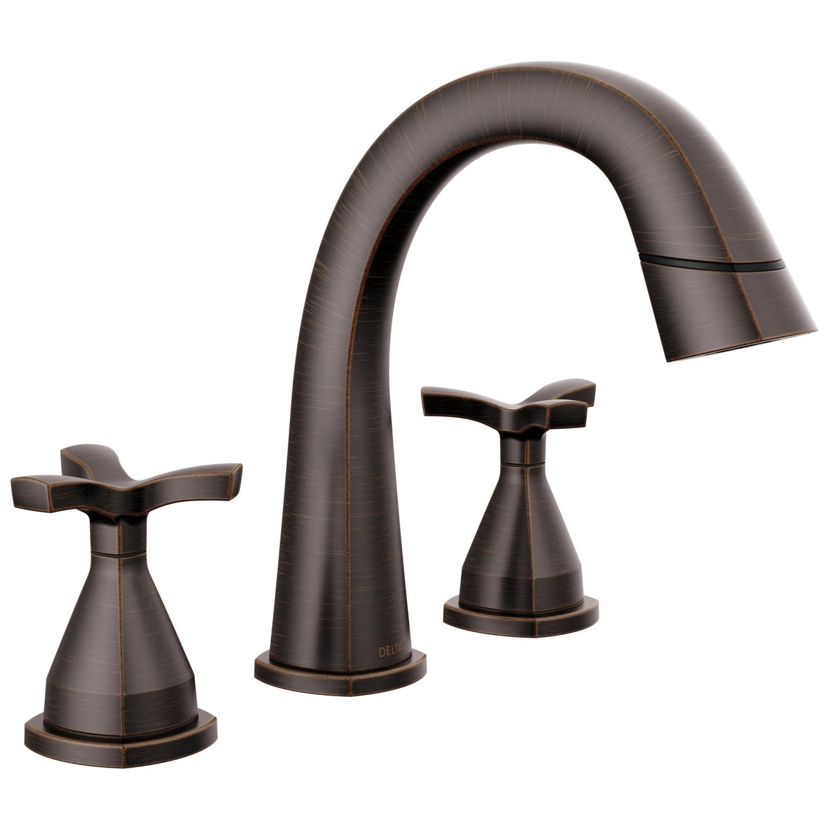 DELTA® 357756 Stryke™ Widespread Bathroom Faucet, DELTA® Stryke™ Widespread Bathroom Faucet, 1.2 gpm at 60 psi Flow Rate, 5-3/8 in H Spout, 4 to 16 in Center, 2 Handles, Metal Pop-Up Drain, Import