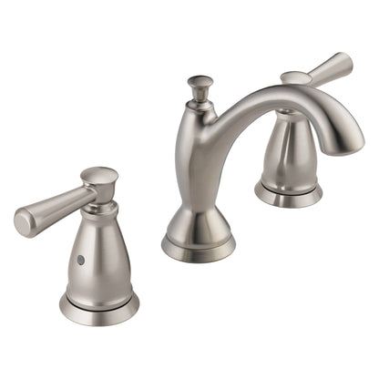 DELTA® 359 Linden™ Widespread Lavatory Faucet, DELTA® Linden™ Widespread Lavatory Faucet, Commercial, 1.5 gpm Flow Rate, 3-3/4 in H Spout, 4 to 16 in Center, 2 Handles, Pop-Up Drain, Domestic