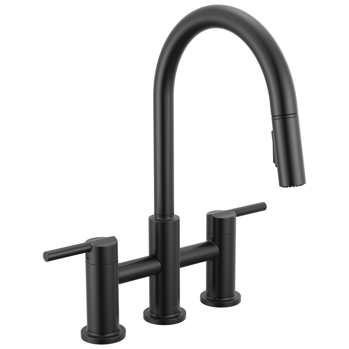 Nicoli - Soft Touch Bridge Kitchen Faucet - Matte Black