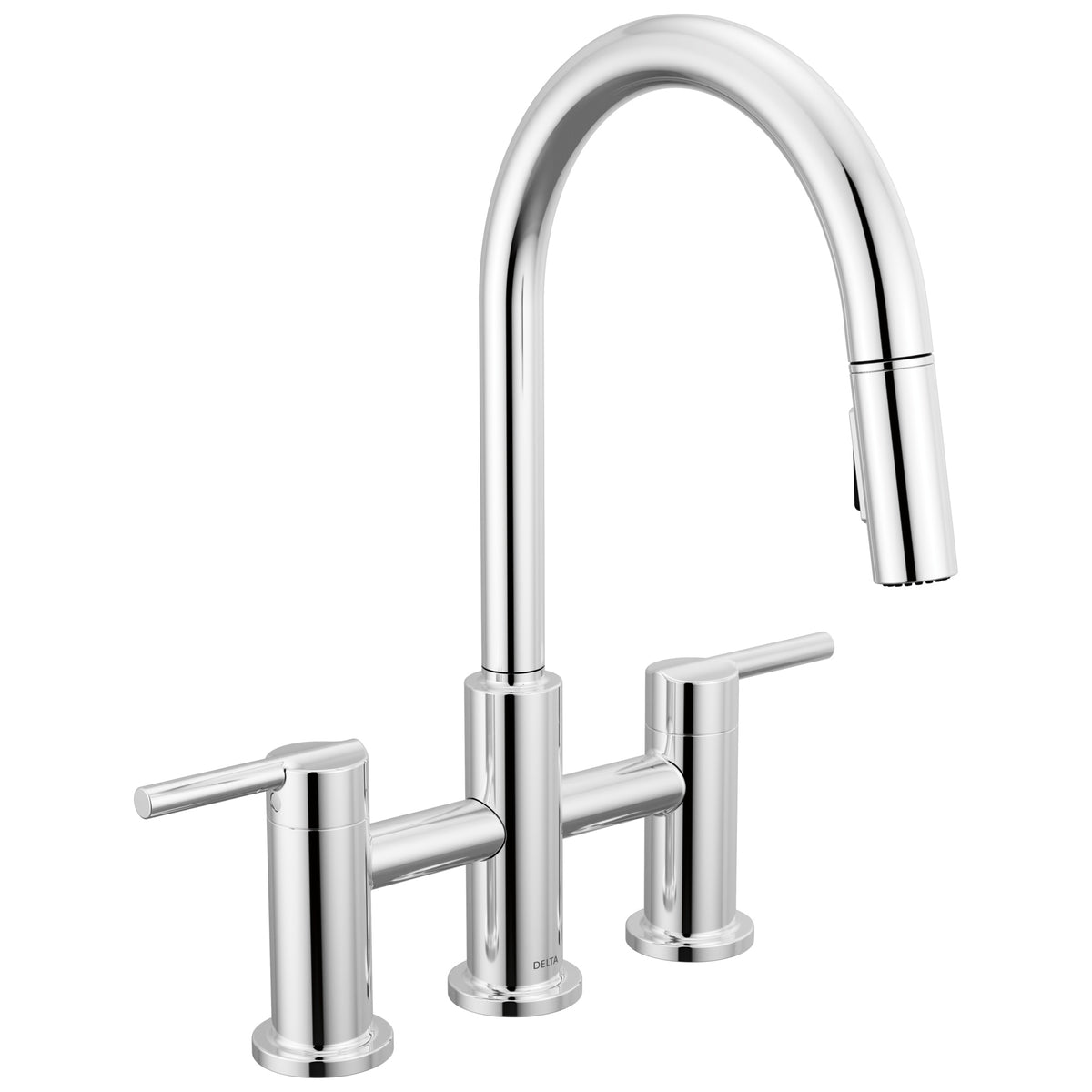 Nicoli - Soft Touch Bridge Kitchen Faucet - Chrome