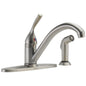DELTA® 400-SS-DST Classic Kitchen Faucet, 1.8 gpm Flow Rate, 8 in Center, Swivel Spout, Stainless Steel, 1 Handles, Domestic