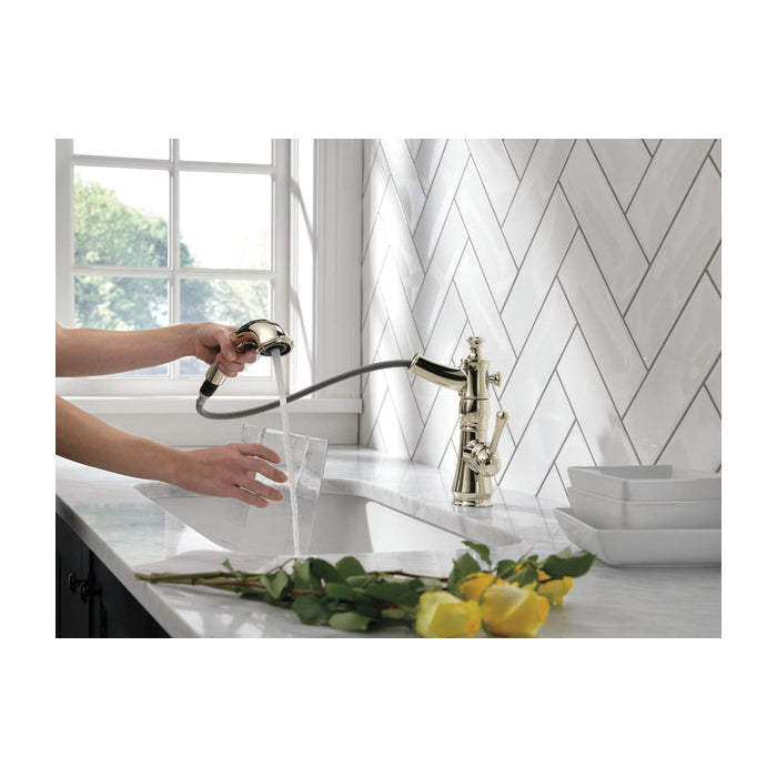 DELTA® Cassidy™ Kitchen Faucet, Commercial, 1.8 gpm Flow Rate, 360 deg Swivel Spout, 1 Handles, 1/3 Faucet Holes, Domestic