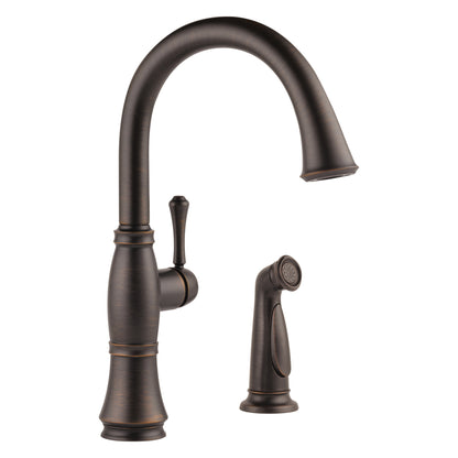 DELTA® Cassidy™ Kitchen Faucet, 1.8 gpm Flow Rate, 8 in Center, 360 deg Swivel Spout, 1 Handles, Domestic