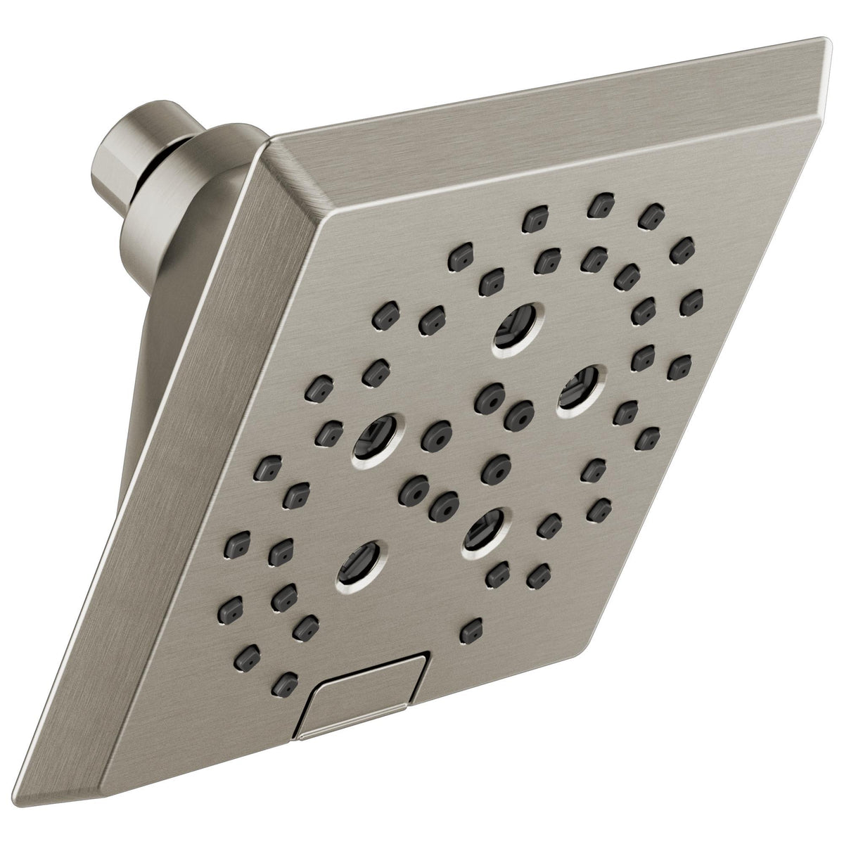 DELTA® 52664-SS Universal Angular Modern Raincan Shower Head, 1.75 gpm Max Flow, 5 Sprays, 5-13/16 in L x 5-13/16 in W x 3-15/16 in H Head, Import