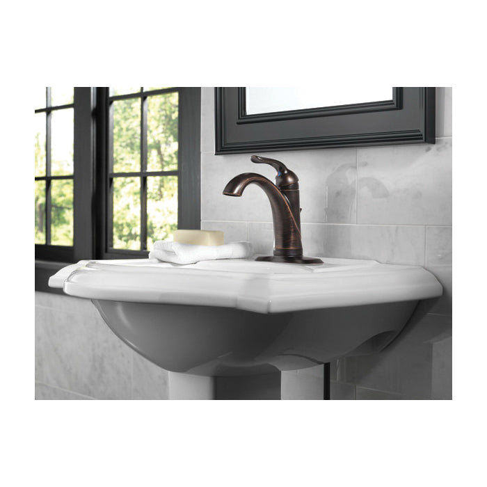 DELTA® 538T-RB-DST Lahara® Centerset Lavatory Faucet, Venetian Bronze, 1 Handles, Plastic Pop-Up Drain, 1.2 gpm Flow Rate