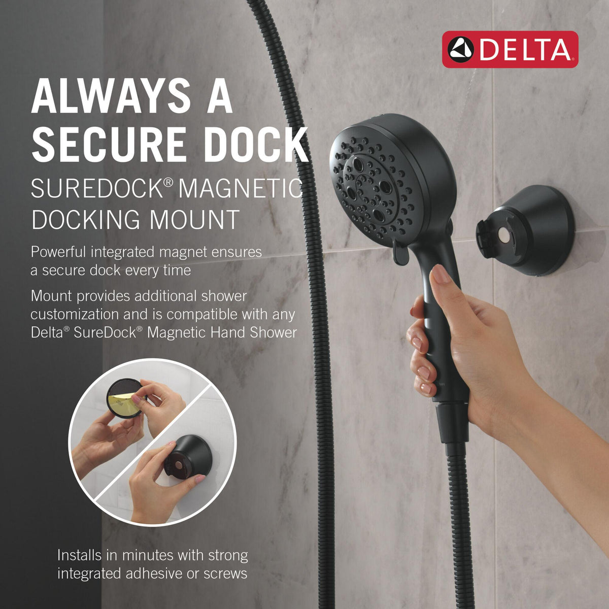 Suredock - Docking Mount - Matte Black - Deck Mount