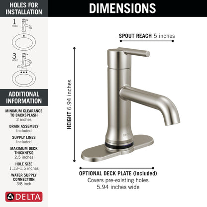 Trinsic - Single Handle Bathroom Faucet - Stainless - 5"