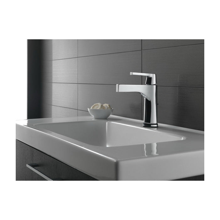 DELTA® Zura™ Bathroom Faucet, 1.2 gpm Flow Rate, 5-3/16 in H Spout, 1 Handles, Polypropylene Pop-Up Drain, Function: Traditional