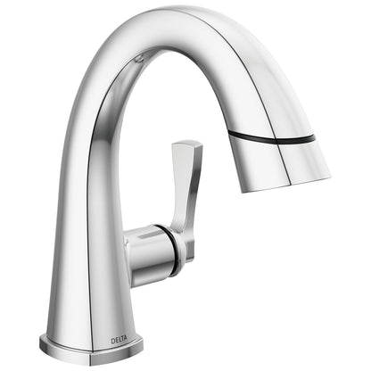 DELTA® Stryke™ Bathroom Faucet, 1.2 gpm at 60 psi Flow Rate, 5-1/2 in H Spout, 1 Handle, Metal Pop-Up Drain, 1 Faucet Hole