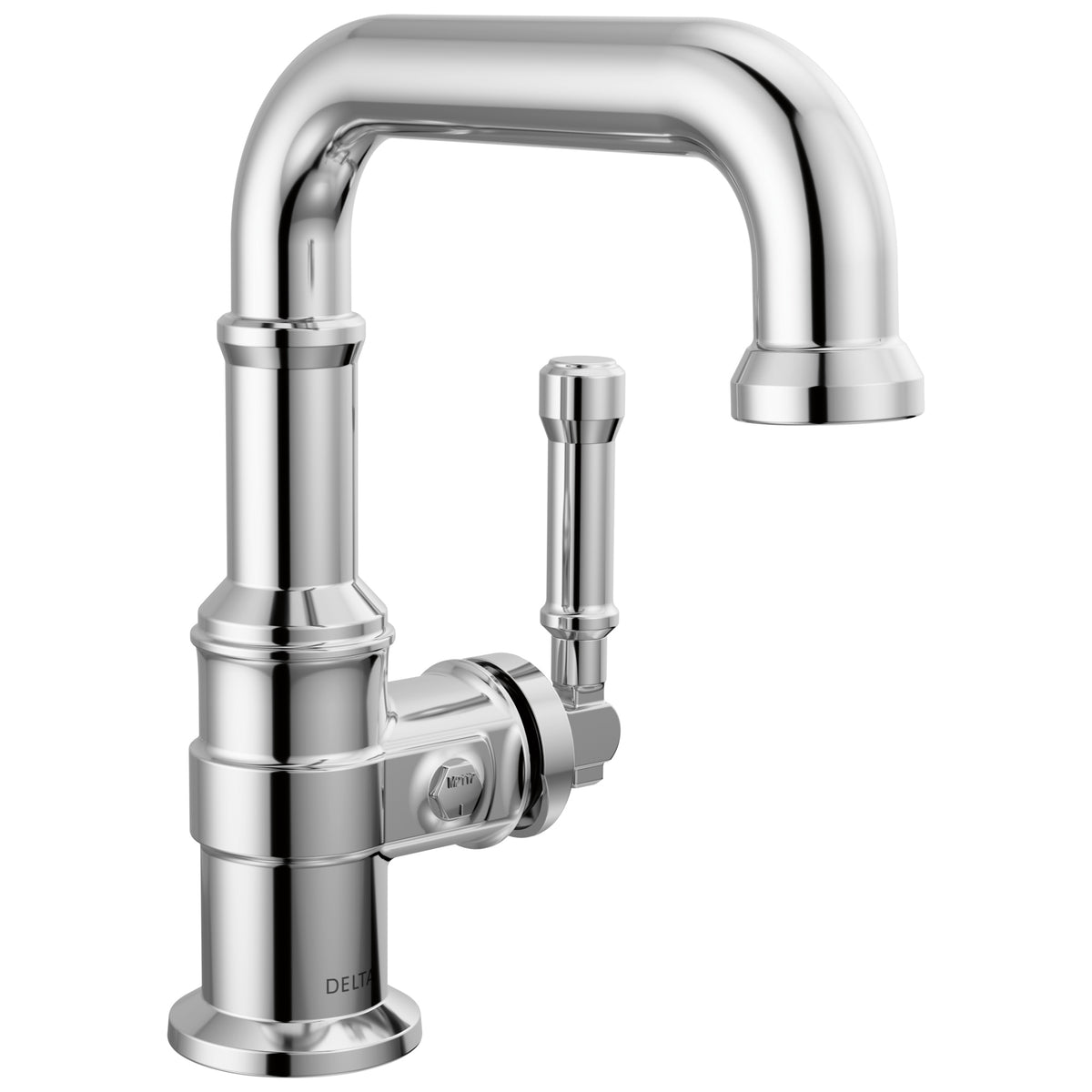 DELTA® 584SH-PR-DST Broderick® Single-Handle Bathroom Faucet, 1.2 gpm Flow Rate, 5-1/2 in H Spout, 1 Handles, Pop-Up Drain, 1 Faucet Holes, Chrome, Function: Lavatory